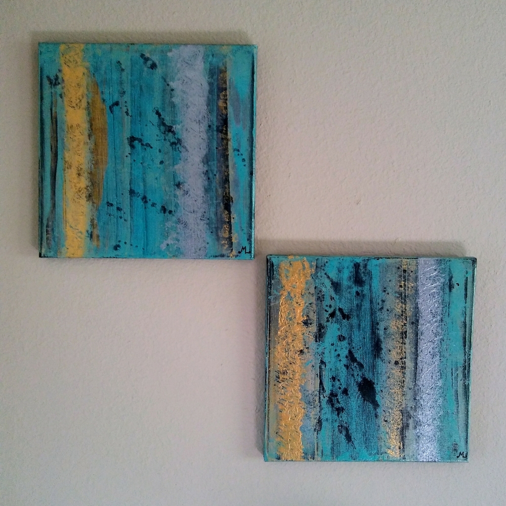 Pair of 12" X 12" OOAK PAINTINGS